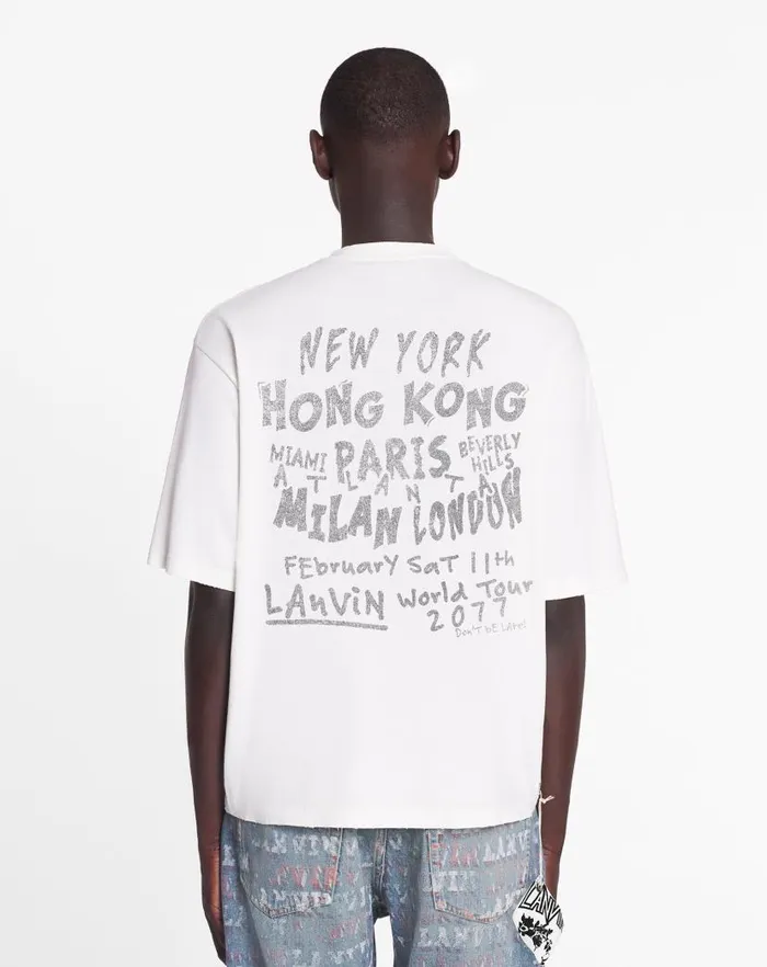 Men Lanvin Coats and Jackets Lanvin X Future Unisex Loosefit Printed Tshirt White Mustang Men Lanvin Coats and Jackets Lanvin X Future Unisex Loosefit Printed Tshirt White Mustang