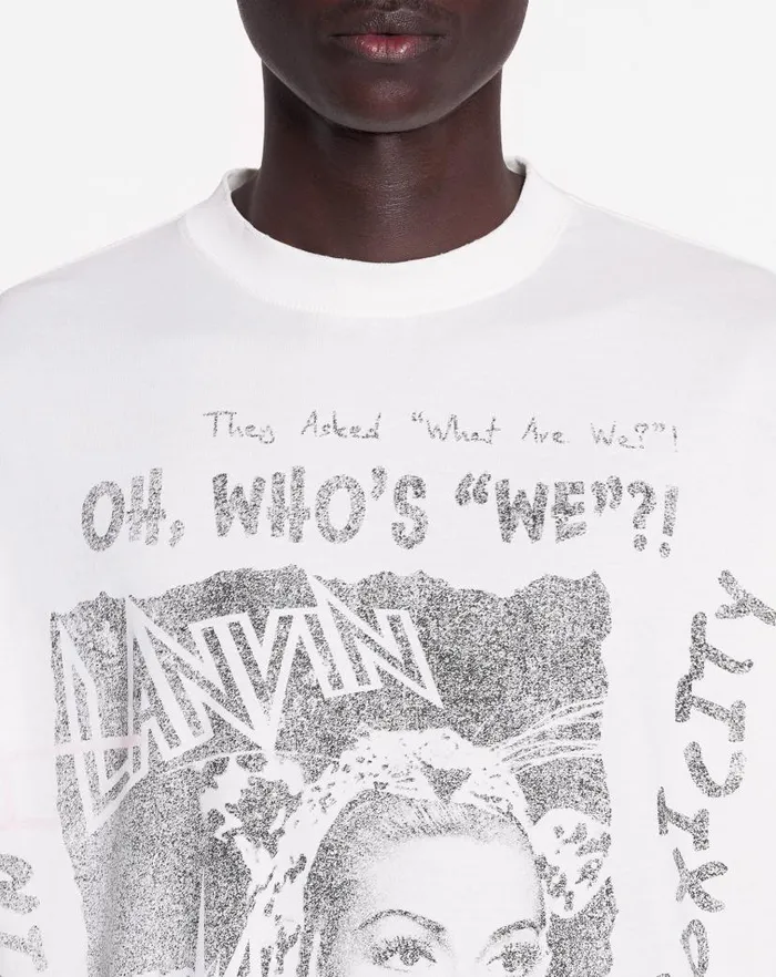 Men Lanvin Coats and Jackets Lanvin X Future Unisex Loosefit Printed Tshirt White Mustang Men Lanvin Coats and Jackets Lanvin X Future Unisex Loosefit Printed Tshirt White Mustang