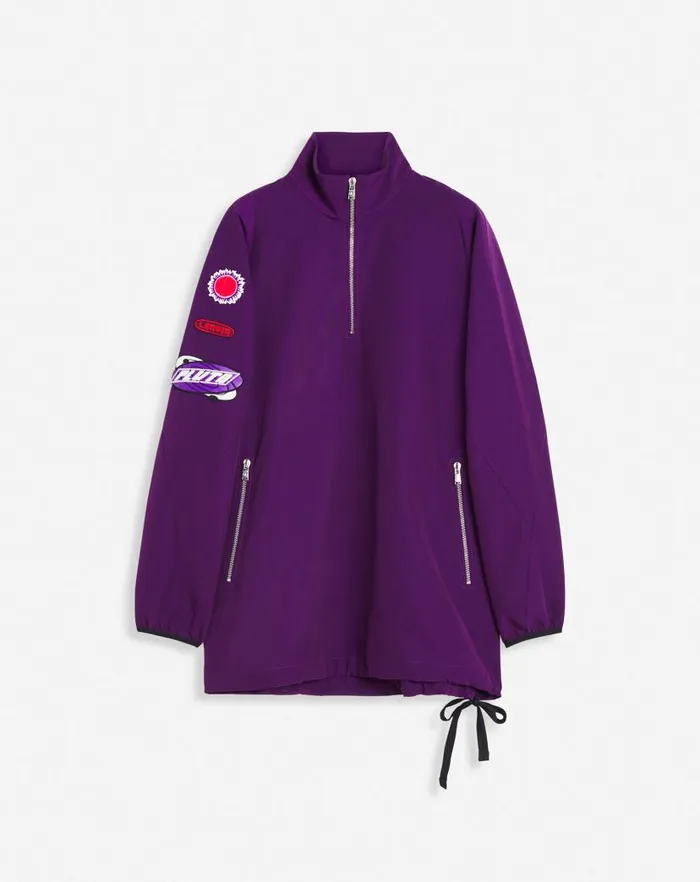 Men Lanvin Coats and Jackets Lanvin X Future Windbreaker With Zipper And Emblems Purple Reign Men Lanvin Coats and Jackets Lanvin X Future Windbreaker With Zipper And Emblems Purple Reign