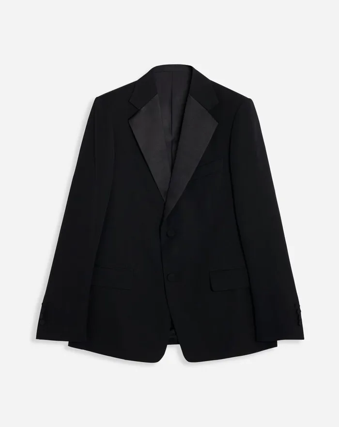 Men Lanvin Coats and Jackets Singlebreasted Flap Pockets Jacket With Satin Lapels Black Men Lanvin Coats and Jackets Singlebreasted Flap Pockets Jacket With Satin Lapels Black