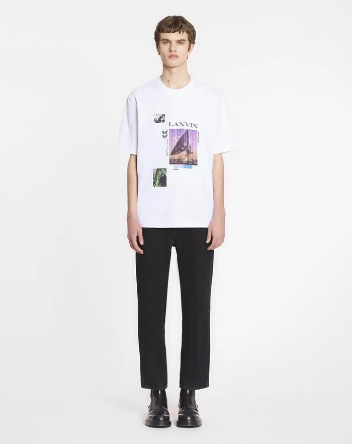 Men Lanvin Coats and Jackets Unisex Printed Tshirt Optic White Men Lanvin Coats and Jackets Unisex Printed Tshirt Optic White