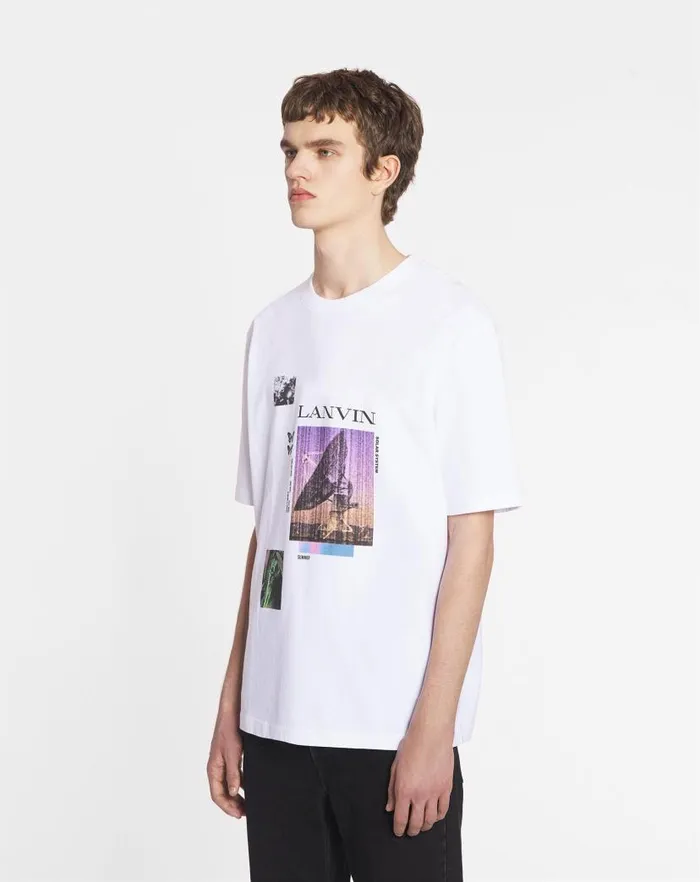 Men Lanvin Coats and Jackets Unisex Printed Tshirt Optic White Men Lanvin Coats and Jackets Unisex Printed Tshirt Optic White