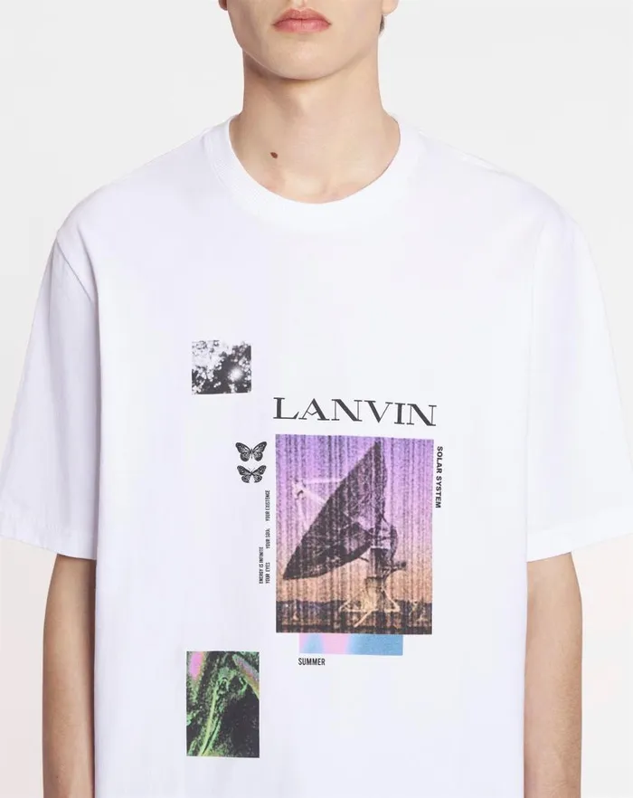 Men Lanvin Coats and Jackets Unisex Printed Tshirt Optic White Men Lanvin Coats and Jackets Unisex Printed Tshirt Optic White