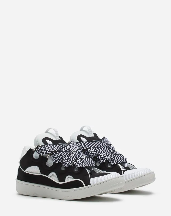 Men Lanvin Curb Leather Curb Sneakers Blackwhite Men Lanvin Curb Leather Curb Sneakers Blackwhite
