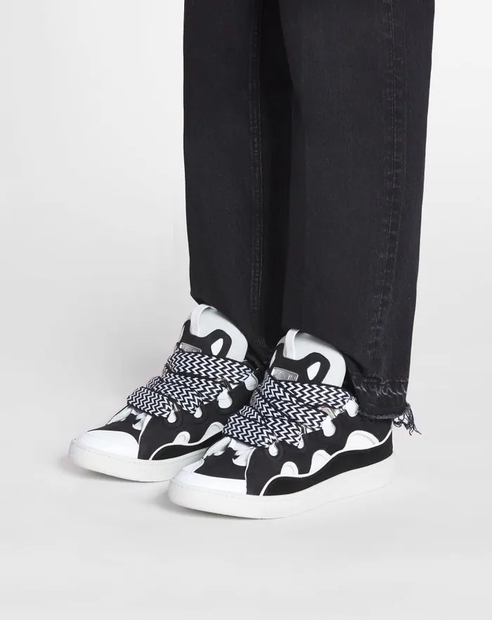 Men Lanvin Curb Leather Curb Sneakers Blackwhite Men Lanvin Curb Leather Curb Sneakers Blackwhite