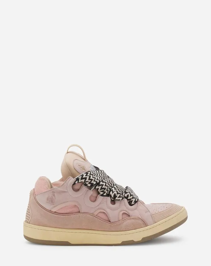 Men Lanvin Curb Leather Curb Sneakers Pink