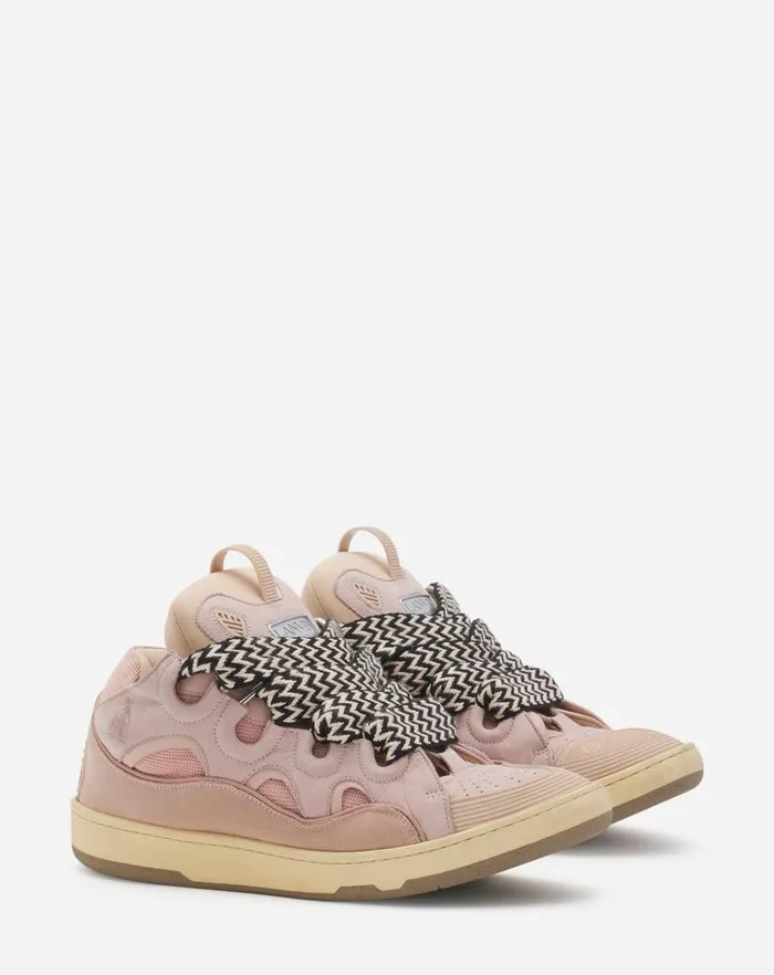 Men Lanvin Curb Leather Curb Sneakers Pink Men Lanvin Curb Leather Curb Sneakers Pink