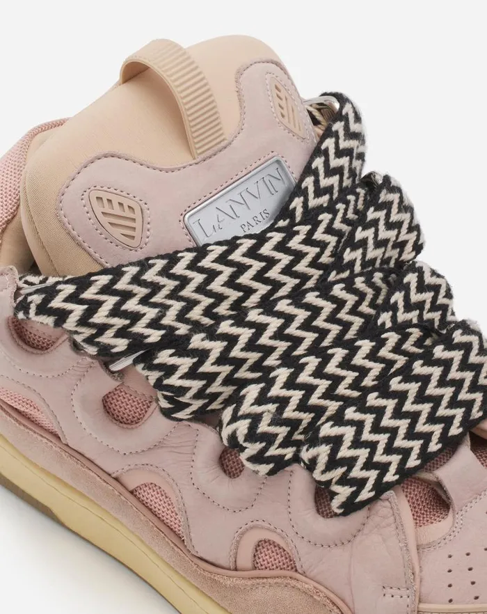 Men Lanvin Curb Leather Curb Sneakers Pink Men Lanvin Curb Leather Curb Sneakers Pink