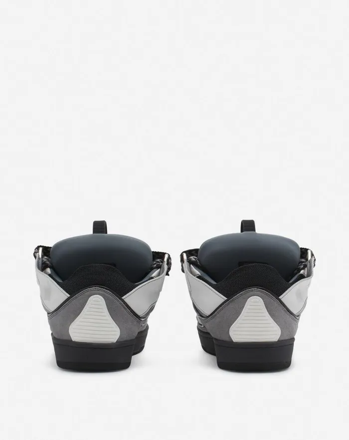 Men Lanvin Curb Leather Curb Sneakers Whiteanthracite Men Lanvin Curb Leather Curb Sneakers Whiteanthracite