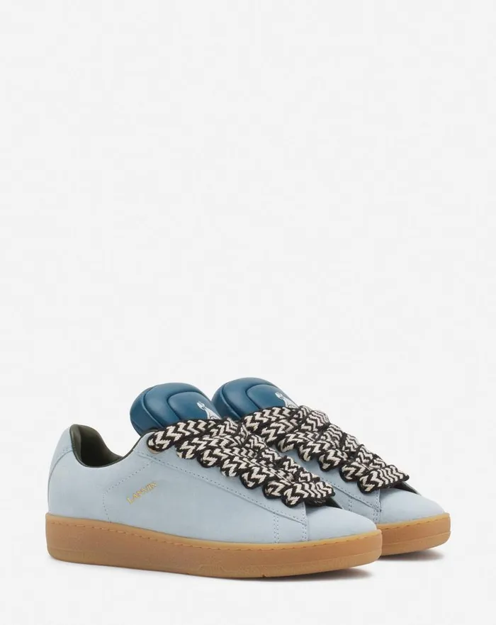 Men Lanvin Curb Lite Lanvin X Future Hyper Curb Sneakers In Leather And Suede For Men Bluedark Blue
