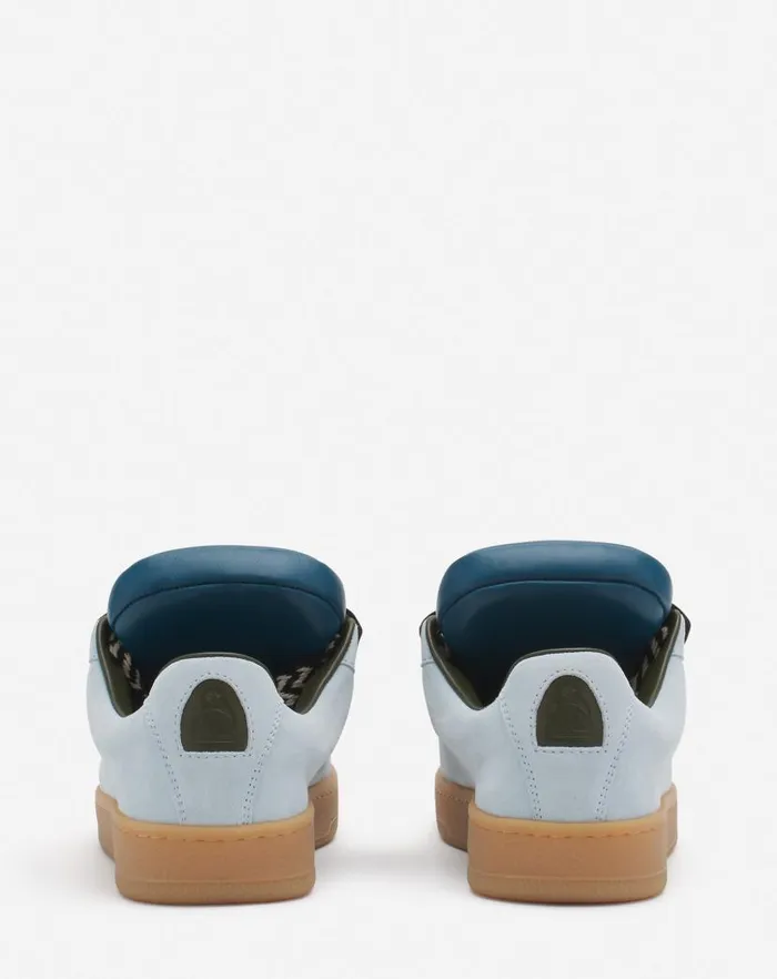 Men Lanvin Curb Lite Lanvin X Future Hyper Curb Sneakers In Leather And Suede For Men Bluedark Blue