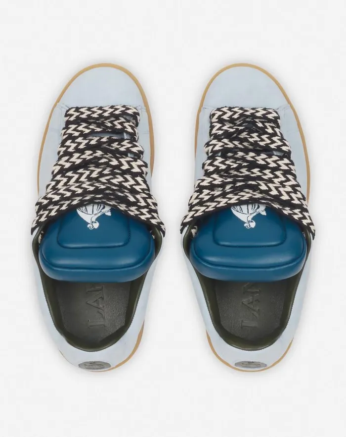 Men Lanvin Curb Lite Lanvin X Future Hyper Curb Sneakers In Leather And Suede For Men Bluedark Blue
