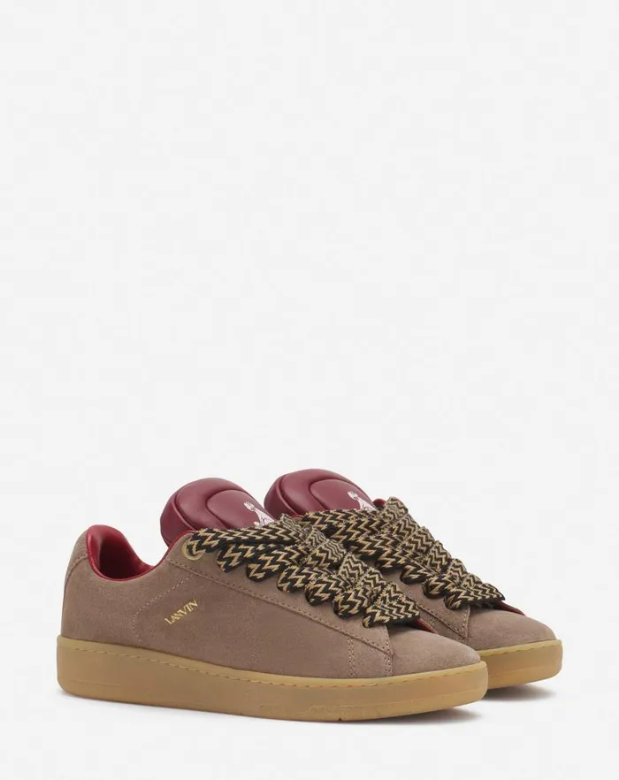 Men Lanvin Curb Lite Lanvin X Future Hyper Curb Sneakers In Leather And Suede For Men Taupered Men Lanvin Curb Lite Lanvin X Future Hyper Curb Sneakers In Leather And Suede For Men Taupered