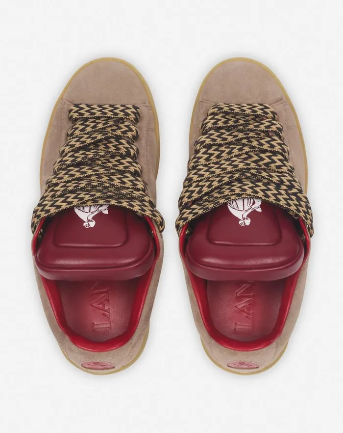 Men Lanvin Curb Lite Lanvin X Future Hyper Curb Sneakers In Leather And Suede For Men Taupered Men Lanvin Curb Lite Lanvin X Future Hyper Curb Sneakers In Leather And Suede For Men Taupered
