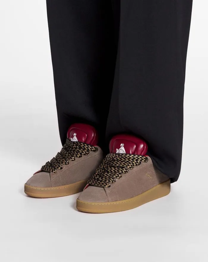 Men Lanvin Curb Lite Lanvin X Future Hyper Curb Sneakers In Leather And Suede For Men Taupered Men Lanvin Curb Lite Lanvin X Future Hyper Curb Sneakers In Leather And Suede For Men Taupered