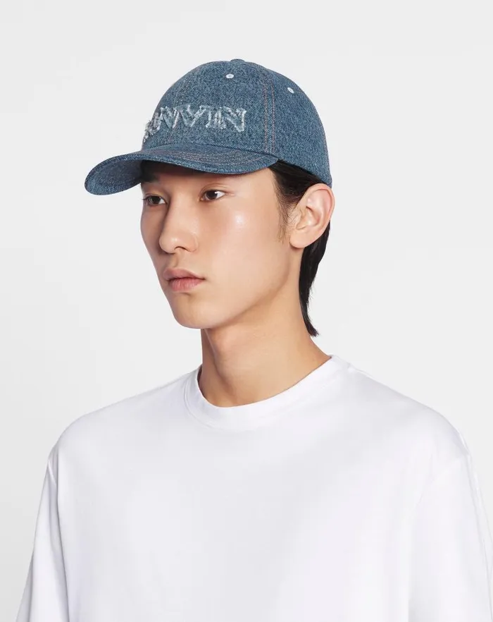 Men Lanvin Hats Lanvin Cap In Denim Denim Blue Men Lanvin Hats Lanvin Cap In Denim Denim Blue