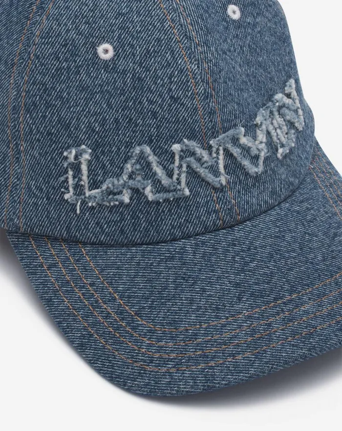 Men Lanvin Hats Lanvin Cap In Denim Denim Blue Men Lanvin Hats Lanvin Cap In Denim Denim Blue
