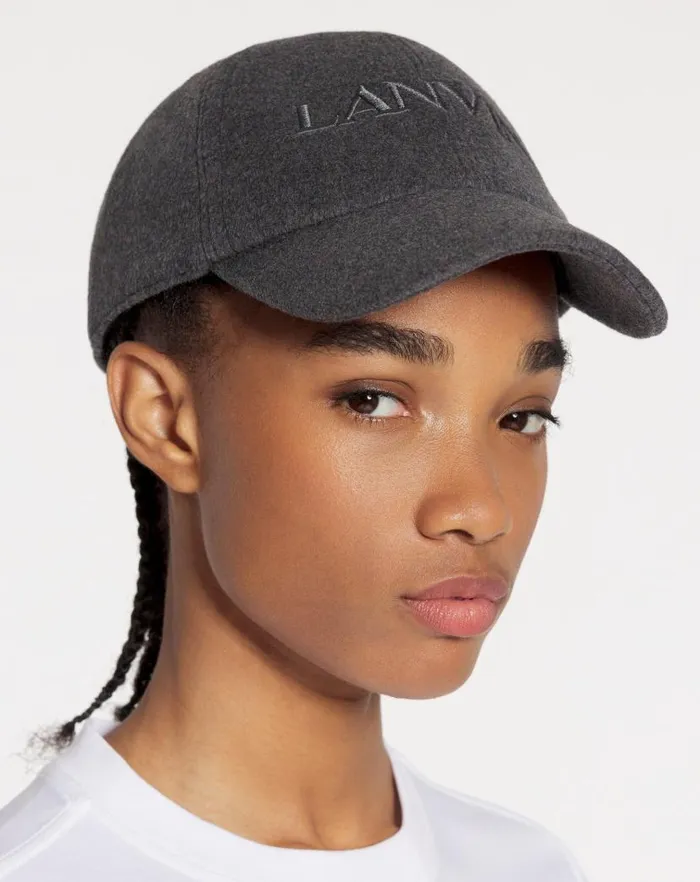 Men Lanvin Hats Lanvin Wool Cap Dark Grey