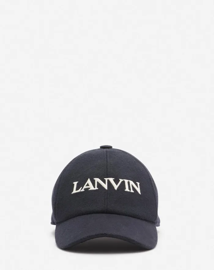 Men Lanvin Hats Lanvin Wool Cap Navy Blue