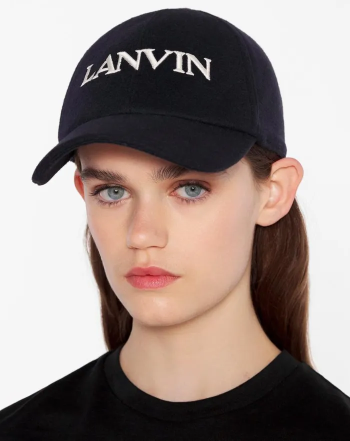 Men Lanvin Hats Lanvin Wool Cap Navy Blue