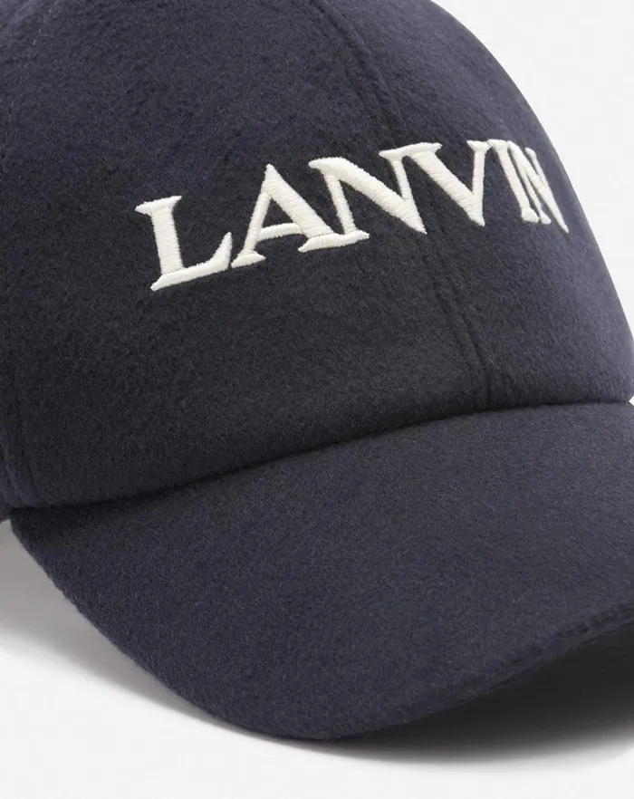 Men Lanvin Hats Lanvin Wool Cap Navy Blue
