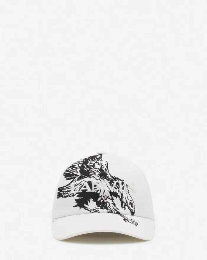 Men Lanvin Hats Lanvin X Future Eagle Cotton Cap Off White Black