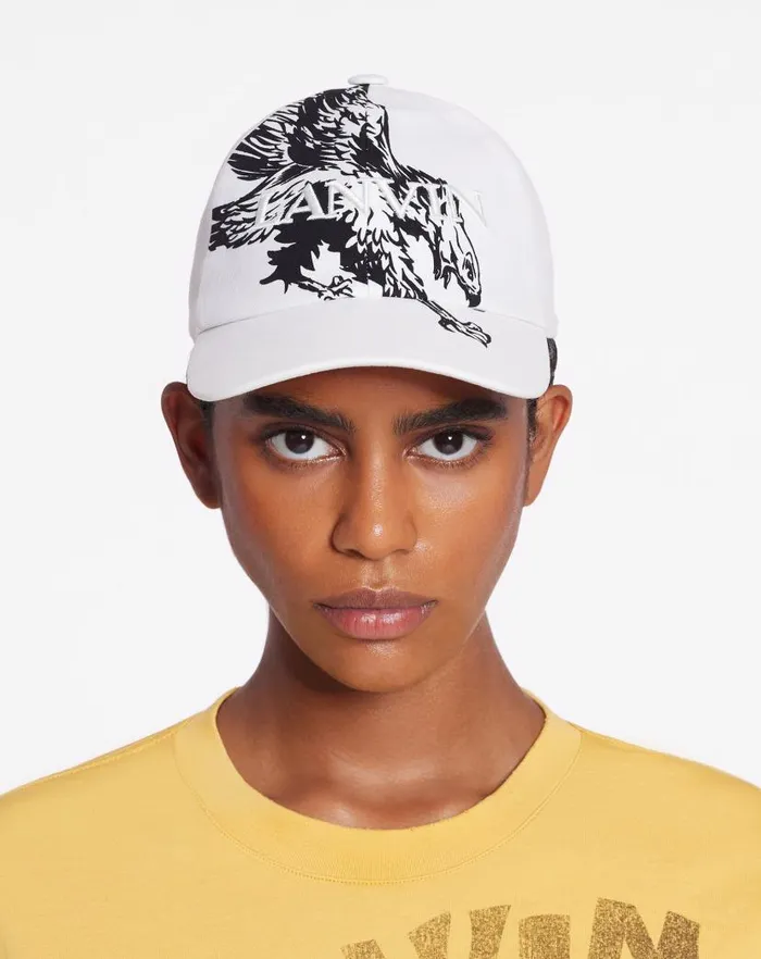 Men Lanvin Hats Lanvin X Future Eagle Cotton Cap Off White Black Men Lanvin Hats Lanvin X Future Eagle Cotton Cap Off White Black