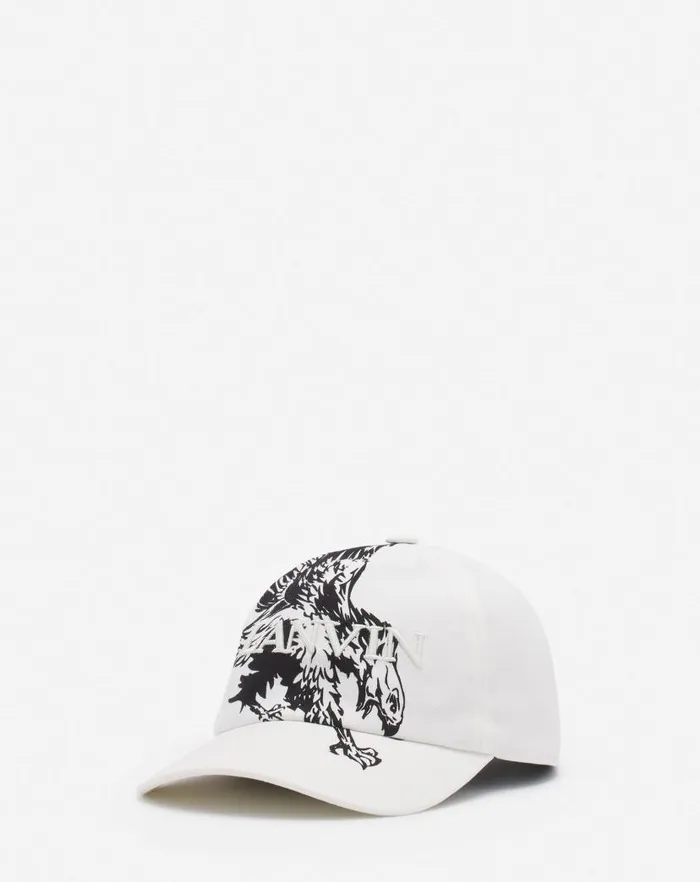 Men Lanvin Hats Lanvin X Future Eagle Cotton Cap Off White Black Men Lanvin Hats Lanvin X Future Eagle Cotton Cap Off White Black