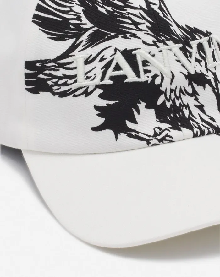 Men Lanvin Hats Lanvin X Future Eagle Cotton Cap Off White Black Men Lanvin Hats Lanvin X Future Eagle Cotton Cap Off White Black