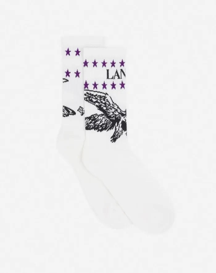 Men Lanvin Hats Lanvin X Future Lanvin Logo And Cotton Eagle Socks White Mustangblack Men Lanvin Hats Lanvin X Future Lanvin Logo And Cotton Eagle Socks White Mustangblack