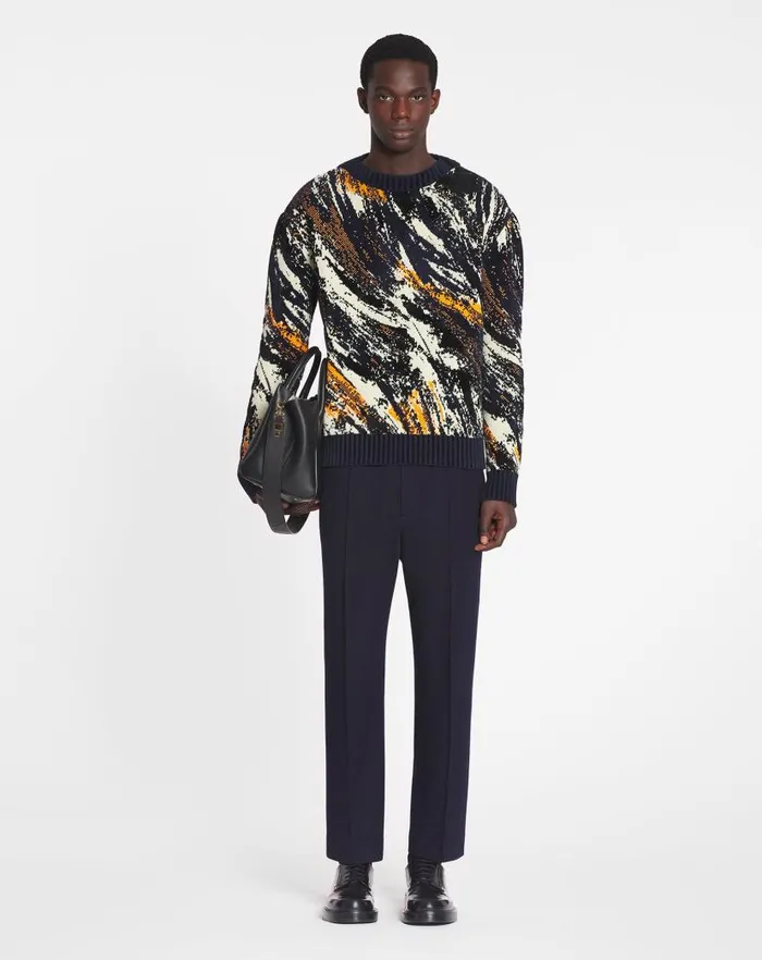 Men Lanvin Knitwear and Sweatshirts Abstract Jacquard Sweater Navy Bluemulticolour Men Lanvin Knitwear and Sweatshirts Abstract Jacquard Sweater Navy Bluemulticolour