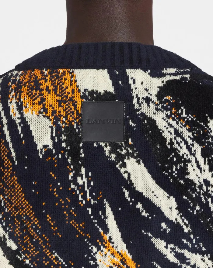 Men Lanvin Knitwear and Sweatshirts Abstract Jacquard Sweater Navy Bluemulticolour Men Lanvin Knitwear and Sweatshirts Abstract Jacquard Sweater Navy Bluemulticolour