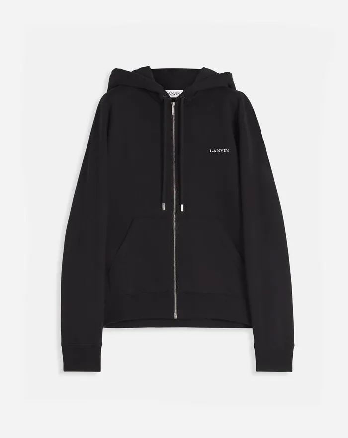 Men Lanvin Knitwear and Sweatshirts Archives Print Zipped Hoodie Black