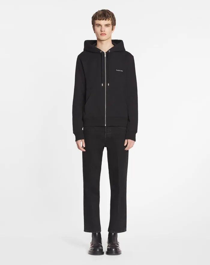 Men Lanvin Knitwear and Sweatshirts Archives Print Zipped Hoodie Black Men Lanvin Knitwear and Sweatshirts Archives Print Zipped Hoodie Black