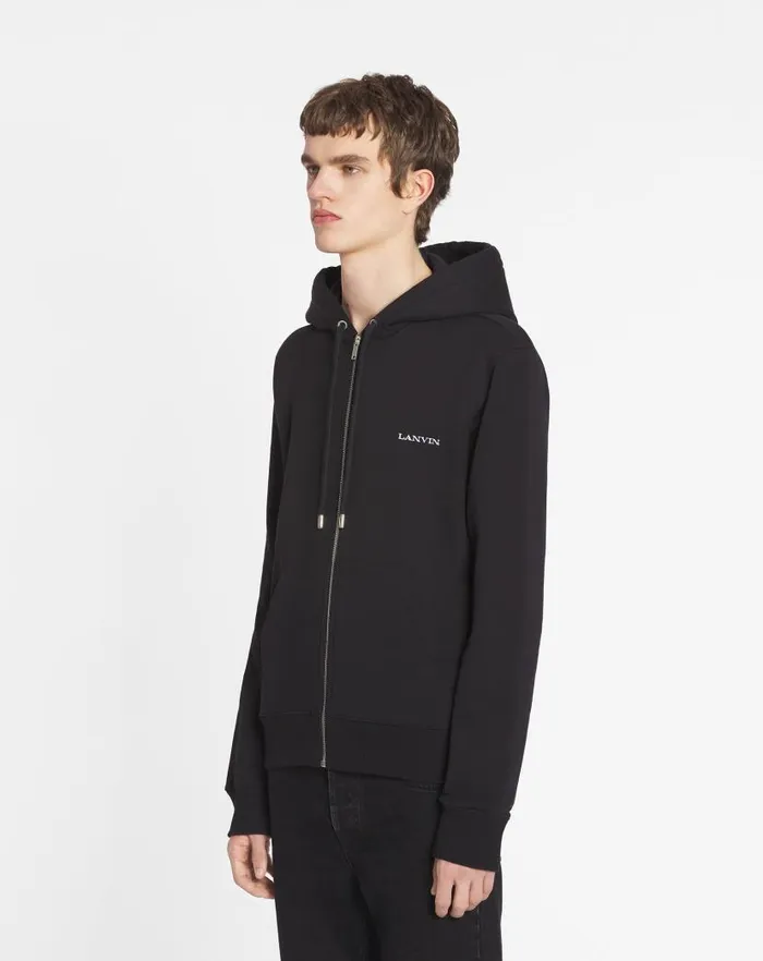 Men Lanvin Knitwear and Sweatshirts Archives Print Zipped Hoodie Black Men Lanvin Knitwear and Sweatshirts Archives Print Zipped Hoodie Black