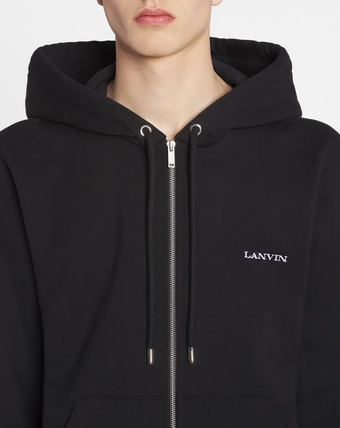 Men Lanvin Knitwear and Sweatshirts Archives Print Zipped Hoodie Black Men Lanvin Knitwear and Sweatshirts Archives Print Zipped Hoodie Black