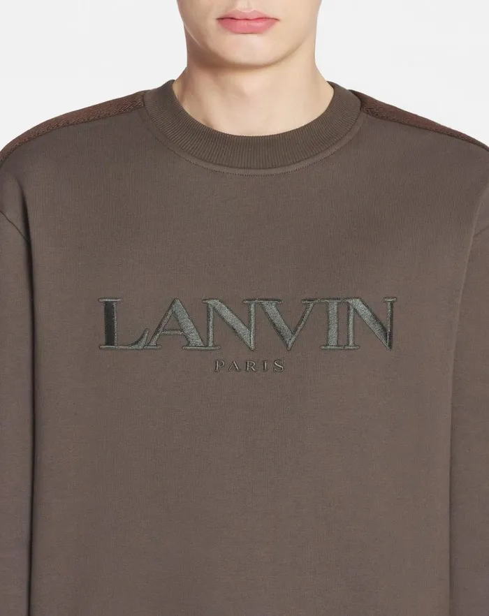Men Lanvin Knitwear and Sweatshirts Curb Side Lanvin Embroidered Loosefitting Sweatshirt Shadow