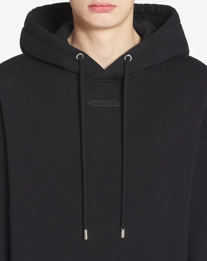 Men Lanvin Knitwear and Sweatshirts Lanvin Detail Loosefitting Hoodie Black Men Lanvin Knitwear and Sweatshirts Lanvin Detail Loosefitting Hoodie Black