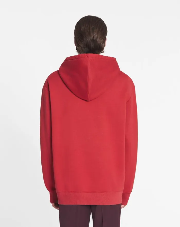 Men Lanvin Knitwear and Sweatshirts Lanvin Paris Embroidered Loosefitting Hoodie Turkish Red