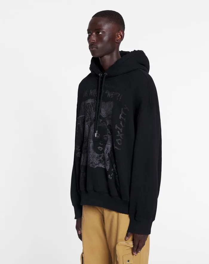 Men Lanvin Knitwear and Sweatshirts Lanvin X Future Unisex Loosefit Printed Hoodie Black Men Lanvin Knitwear and Sweatshirts Lanvin X Future Unisex Loosefit Printed Hoodie Black