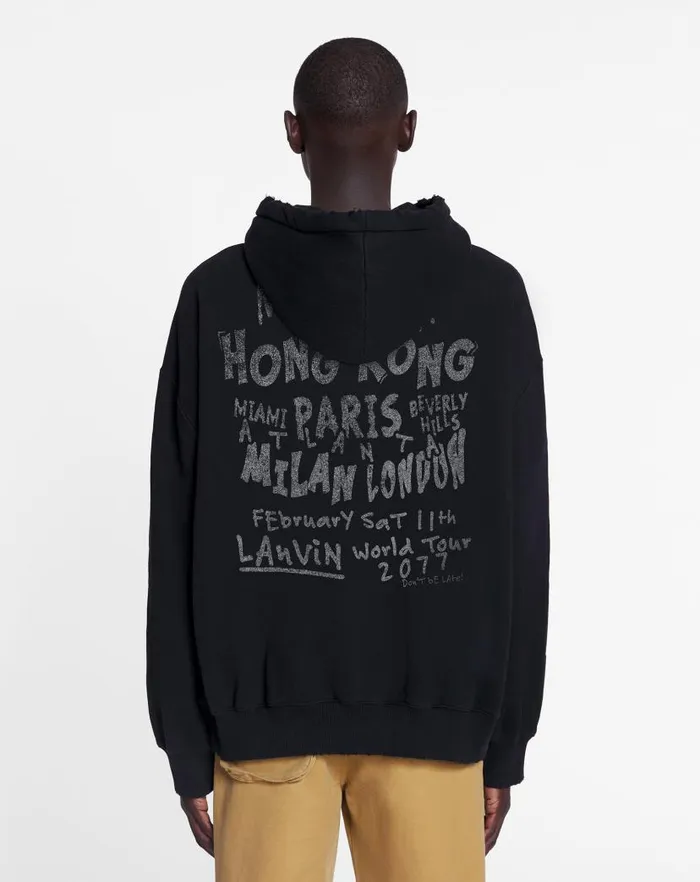 Men Lanvin Knitwear and Sweatshirts Lanvin X Future Unisex Loosefit Printed Hoodie Black Men Lanvin Knitwear and Sweatshirts Lanvin X Future Unisex Loosefit Printed Hoodie Black