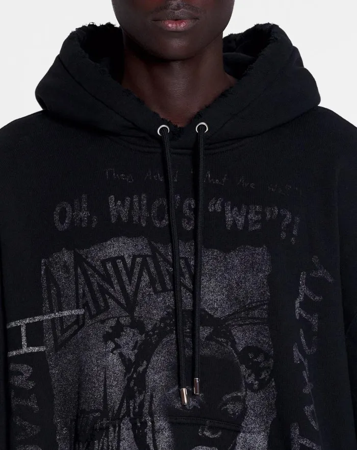 Men Lanvin Knitwear and Sweatshirts Lanvin X Future Unisex Loosefit Printed Hoodie Black Men Lanvin Knitwear and Sweatshirts Lanvin X Future Unisex Loosefit Printed Hoodie Black