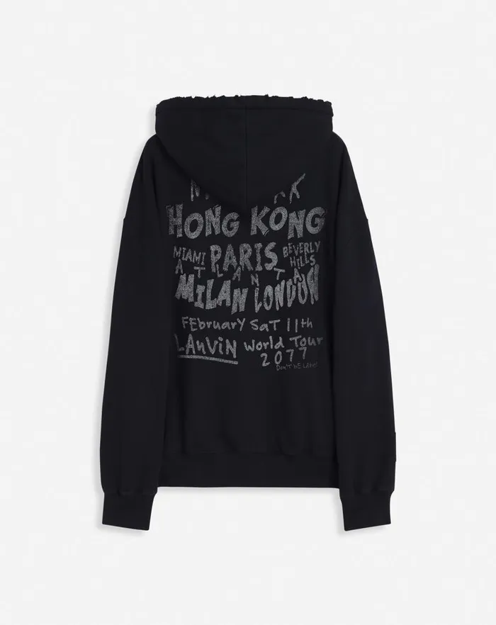 Men Lanvin Knitwear and Sweatshirts Lanvin X Future Unisex Loosefit Printed Hoodie Black Men Lanvin Knitwear and Sweatshirts Lanvin X Future Unisex Loosefit Printed Hoodie Black