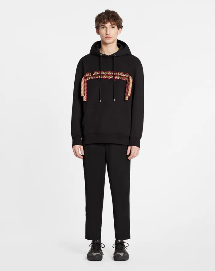 Men Lanvin Knitwear and Sweatshirts Oversized Lanvin Curb Lace Hoodie Black