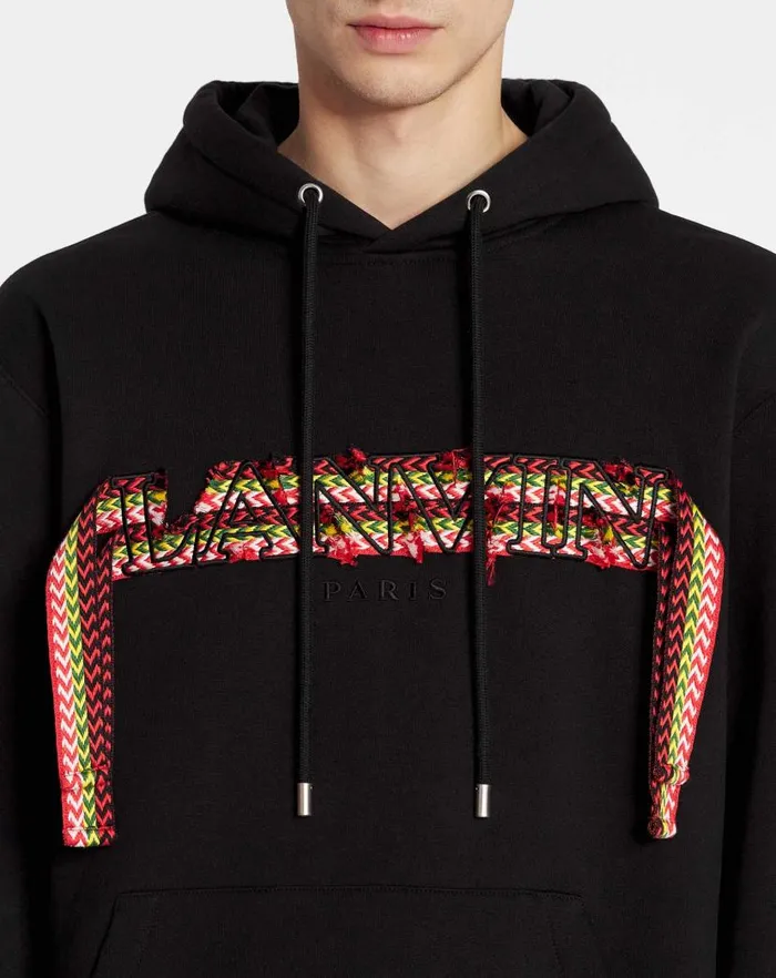 Men Lanvin Knitwear and Sweatshirts Oversized Lanvin Curb Lace Hoodie Black