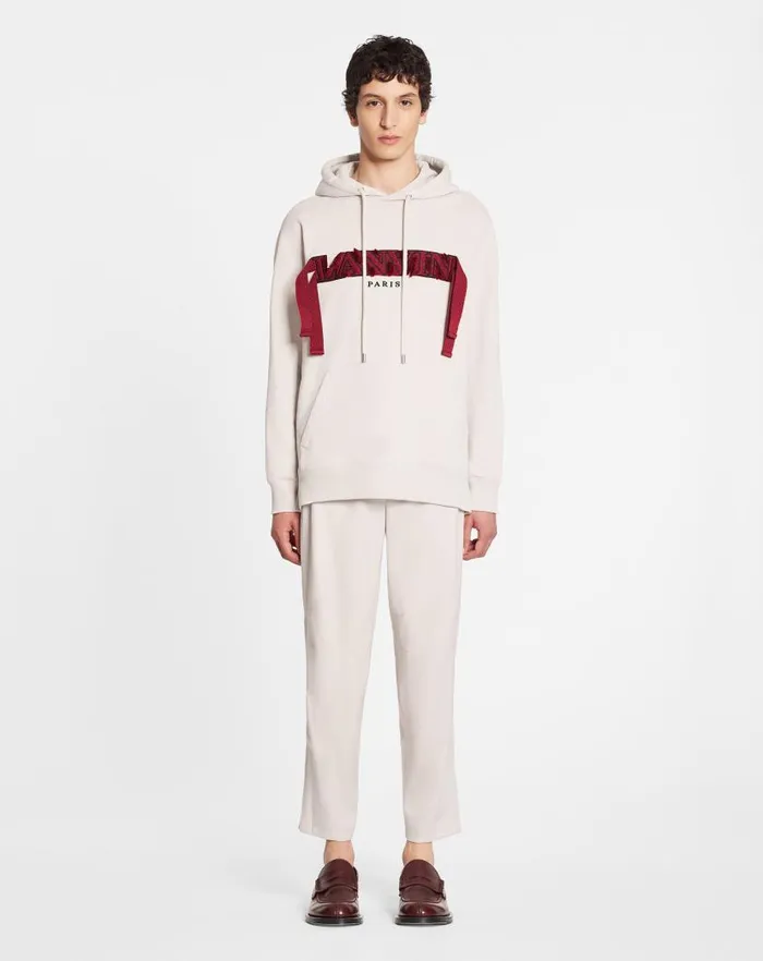 Men Lanvin Knitwear and Sweatshirts Oversized Lanvin Curb Lace Hoodie Mastic