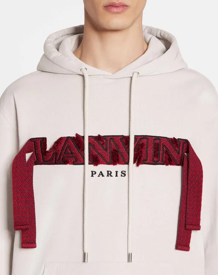 Men Lanvin Knitwear and Sweatshirts Oversized Lanvin Curb Lace Hoodie Mastic