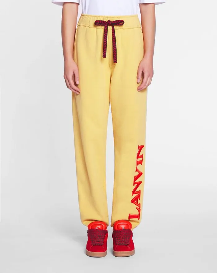 Men Lanvin Pants and Shorts Lanvin X Future Unisex Logo Jogging Pants Corn Men Lanvin Pants and Shorts Lanvin X Future Unisex Logo Jogging Pants Corn