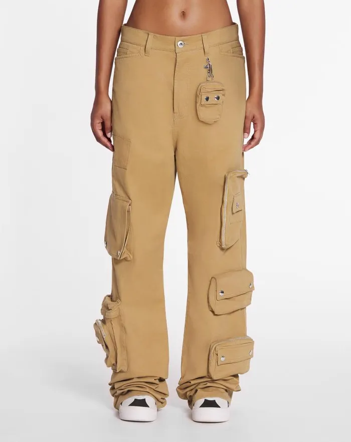 Men Lanvin Pants and Shorts Lanvin X Future Wideleg Utility Pants Sand