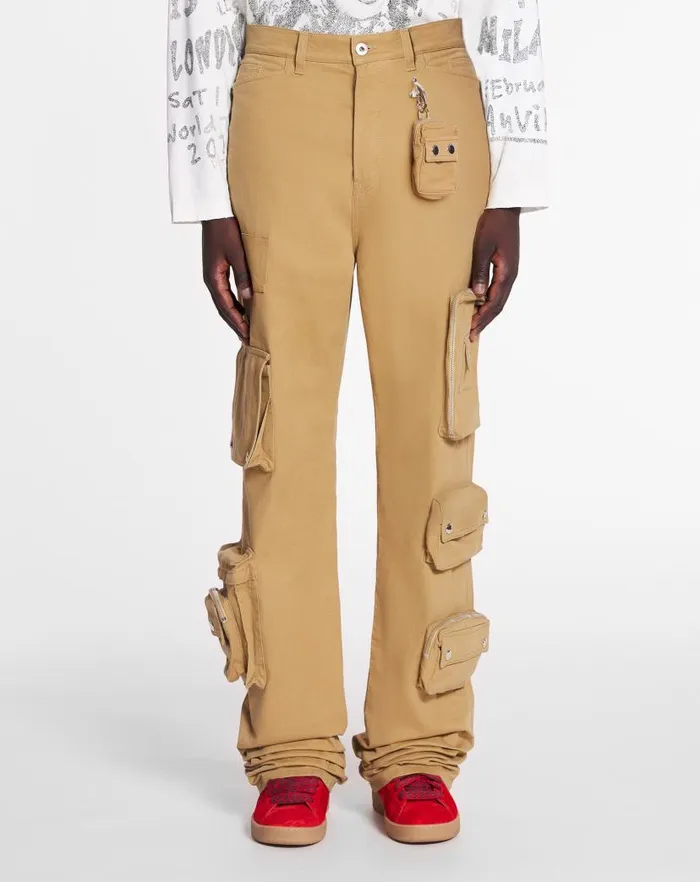 Men Lanvin Pants and Shorts Lanvin X Future Wideleg Utility Pants Sand